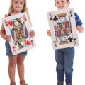 Prextex Jumbo Playing Cards held by boy and girl