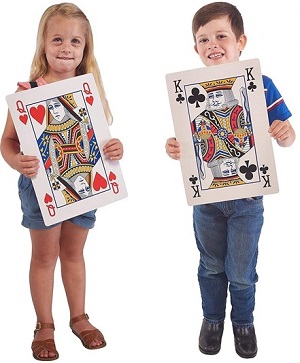 Prextex Jumbo Playing Cards held by boy and girl
