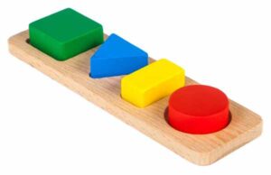 Colourful and shaped blocks and board