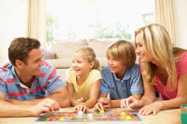 Family playing Board Game